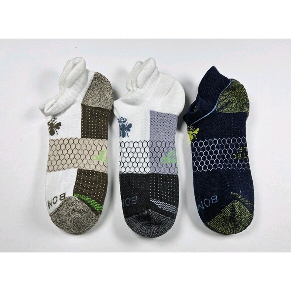 Bombas Hex-Tec Golf Style Athletic Ankle Socks Lot Of 3 Pairs Size M - Picture 1 of 2